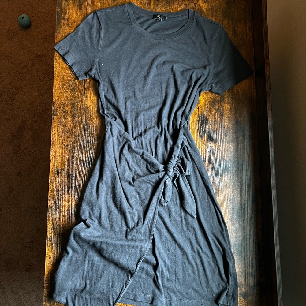Rails Edie Tie Front Mini T Shirt Dress- Vintage Black